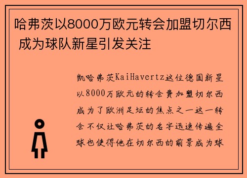 哈弗茨以8000万欧元转会加盟切尔西 成为球队新星引发关注